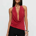 Women's red halter-top, soft fabric for stylish summer wear