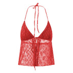 Women's red halter-top swimwear, perfect for beach vacations