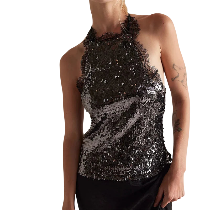 Shimmering Halter-Top for Vacation Getaways