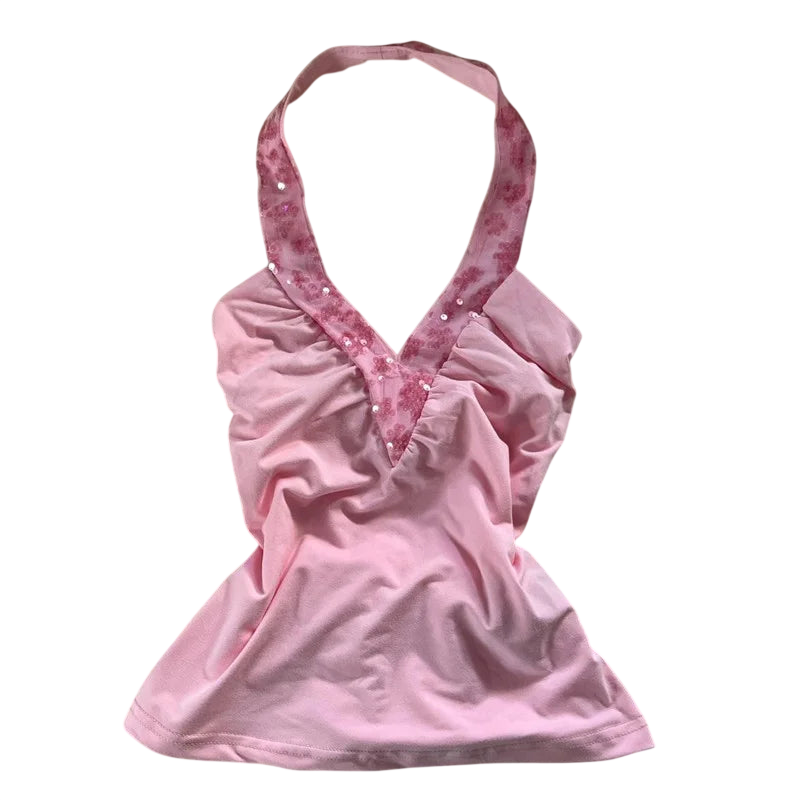 Elegant Black Halter-Top for Vacation Wardrobe