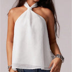 Women's white halter-top, lightweight fabric, perfect for summer outings