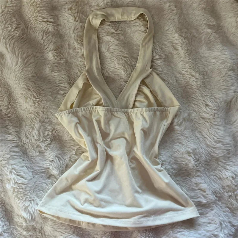 Beige halter-top, soft fabric, perfect for summer outings