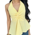 Women's Halter-Top Gingham Vacation Blouse