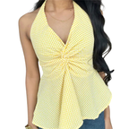 Women's Halter-Top Gingham Vacation Blouse