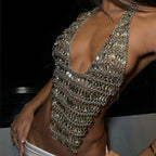 Women's metallic halter top, perfect for summer parties