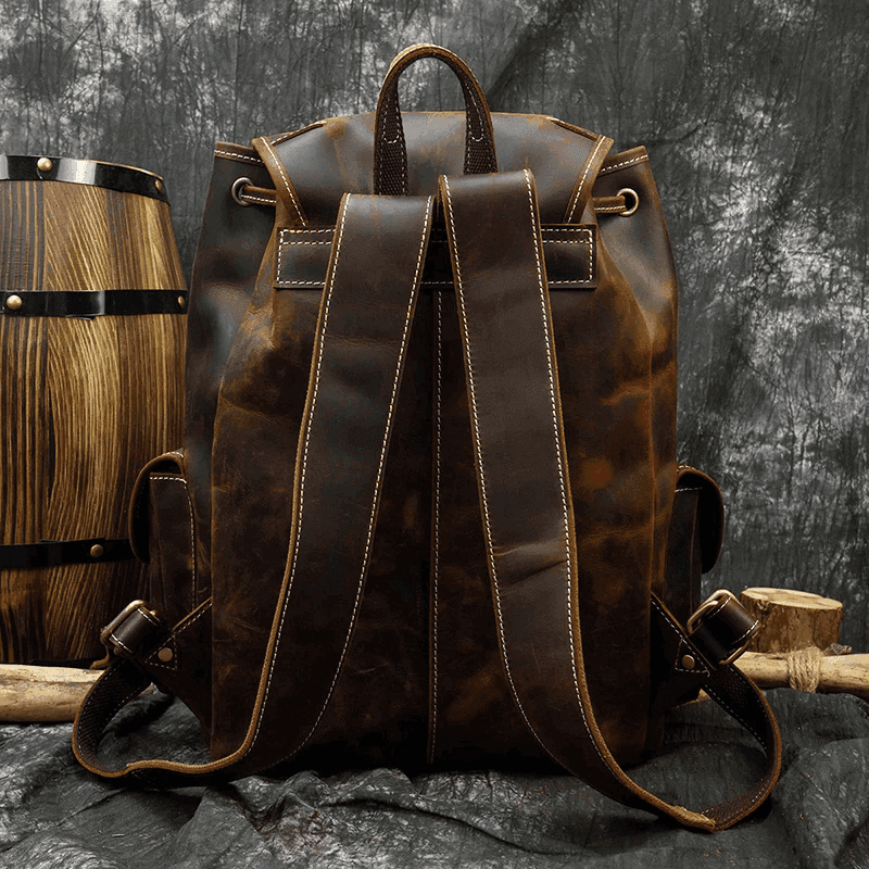 Handcrafted leather backpacks men women featuring a stylish design and durable construction