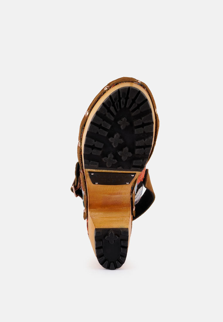 Handcrafted mural clogs from London Rag International with sturdy rubber sole for comfort and style