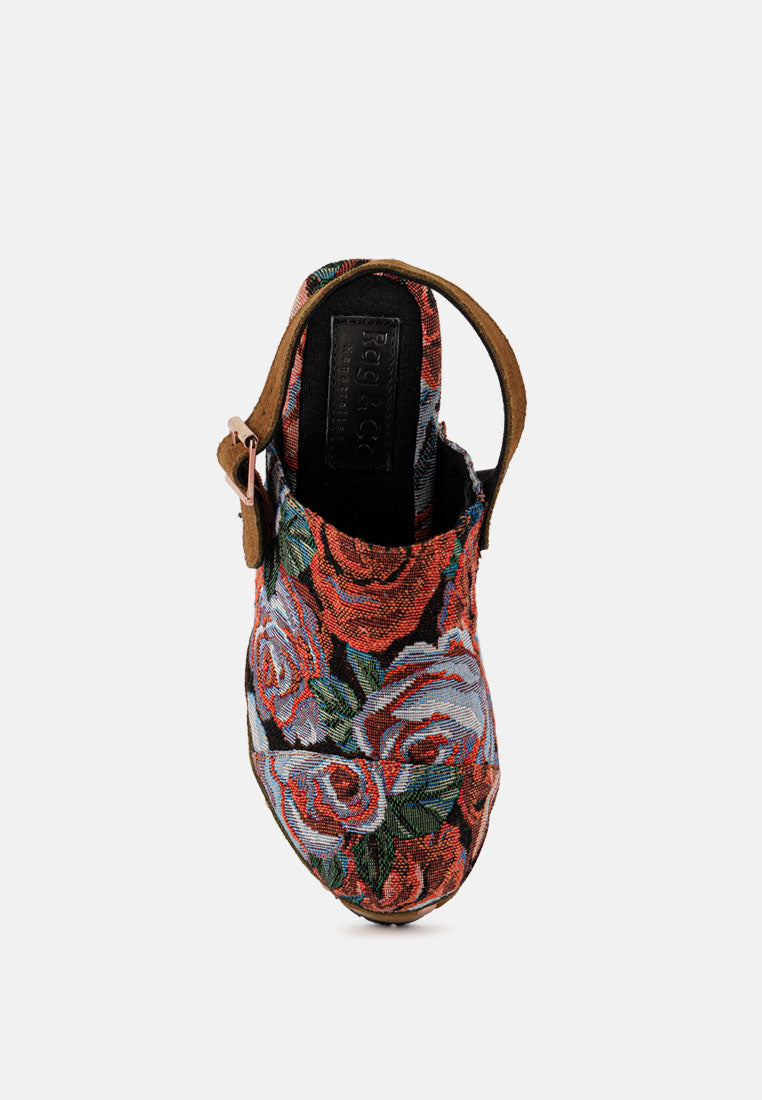 London Rag International handcrafted mural clogs with floral design and adjustable strap for women's comfort