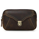 VacationGrabs stylish brown hands-free belt pouch with secure zipper and durable leather design