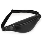 Stylish hands-free leather fanny pack in black for convenient and secure storage on the go