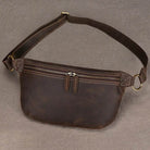 Hands-free leather fanny pack from VacationGrabs with sleek design and dual zippered compartments