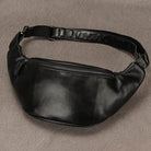 VacationGrabs hands-free leather fanny pack in sleek black for convenience and style