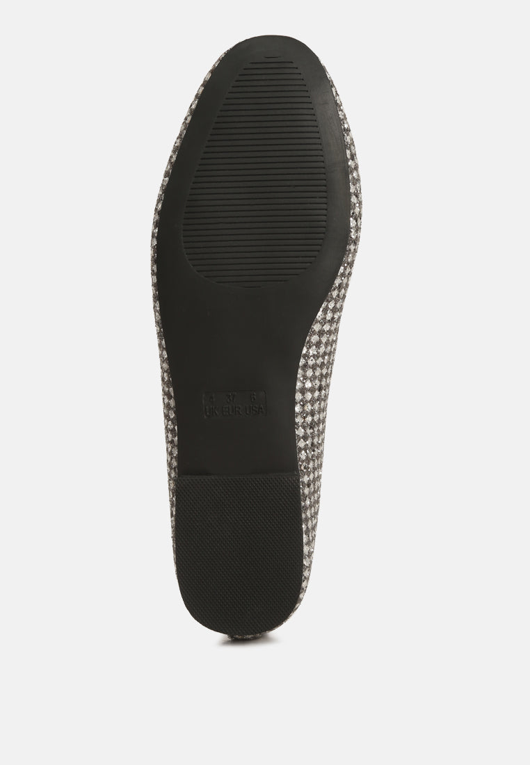 Harriet Glitter Faux Leather Flat Ballerinas