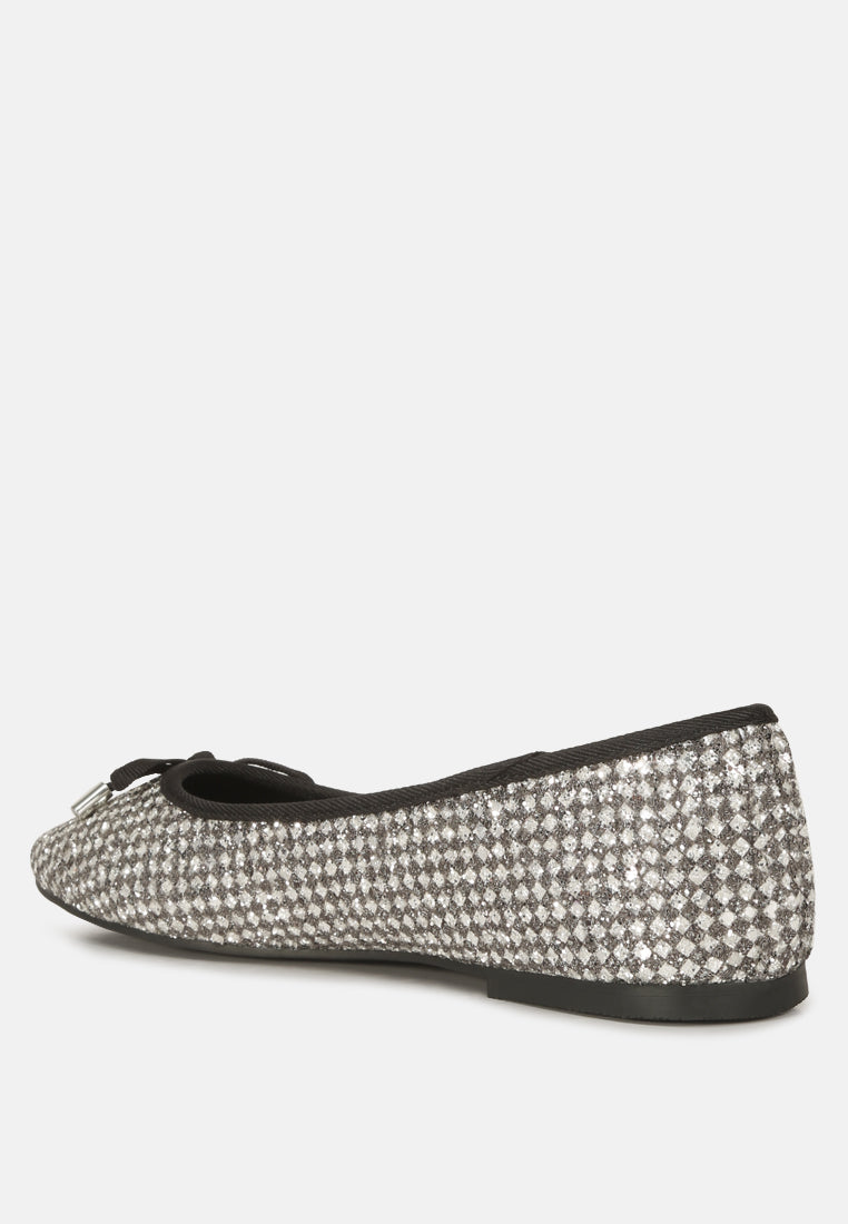 Harriet Glitter Faux Leather Flat Ballerinas