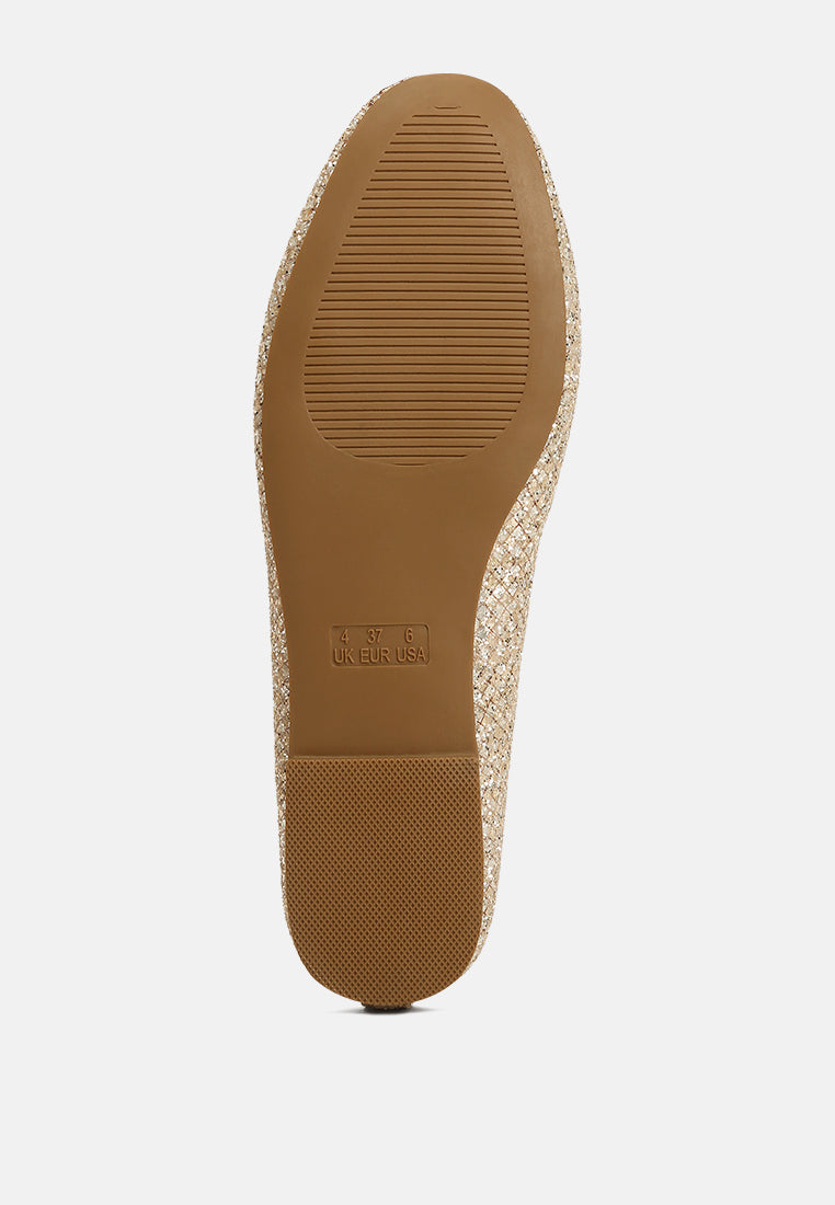 Harriet Glitter Faux Leather Flat Ballerinas