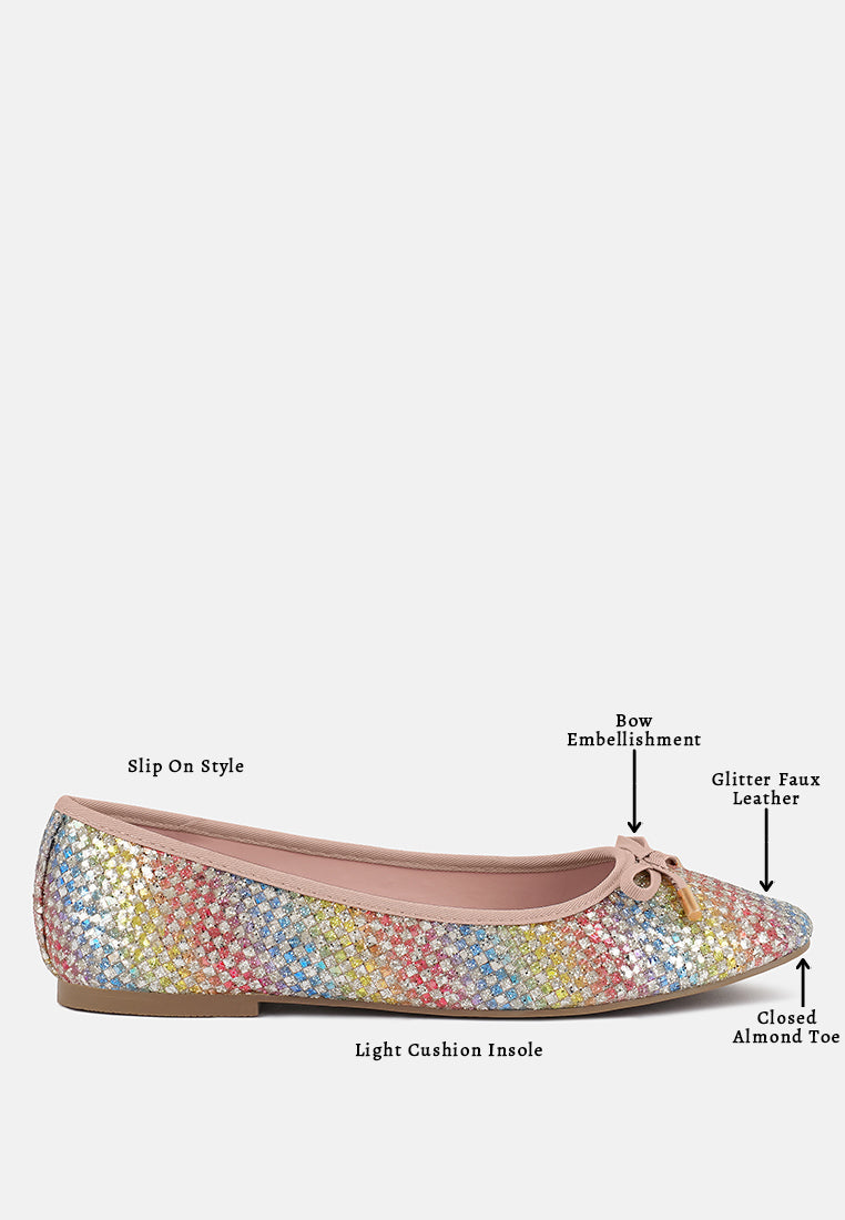 Harriet Glitter Faux Leather Flat Ballerinas