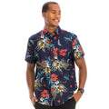 Men's navy Hawaiian shirts with vibrant floral print for casual outings