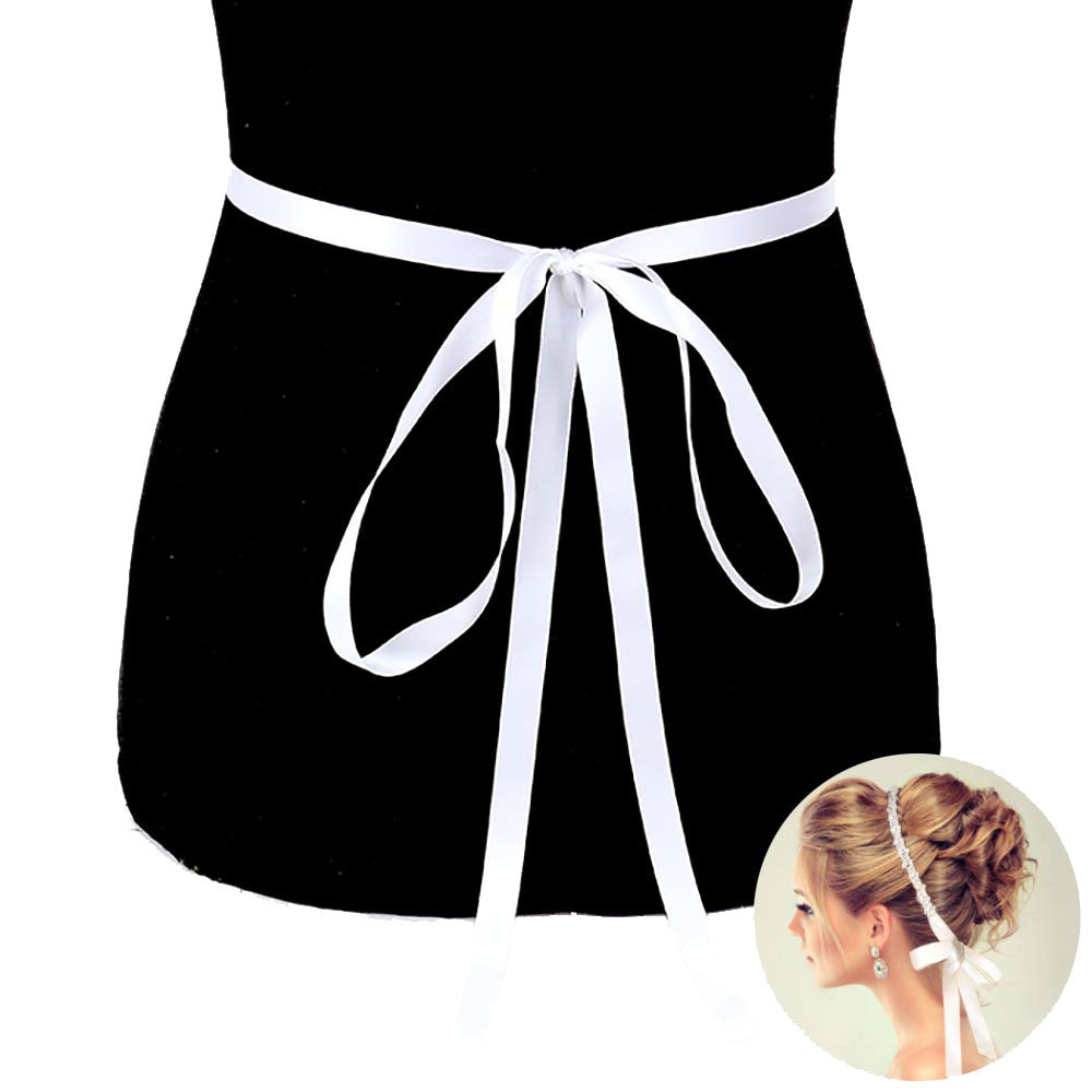 Madeline Love white headband bridal, elegant satin for special occasions
