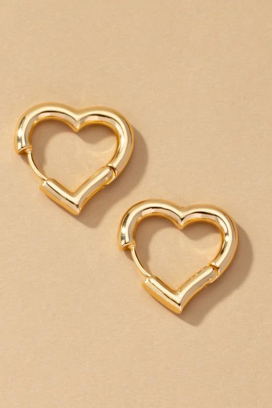Women's Jewelry - Earrings Heart shape hinged huggie hoop earrings