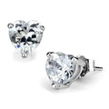 Women's heart shaped stud earrings with sparkling clear stones