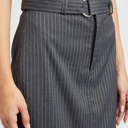 Women's Skirts Heather Gray Pinstripe Midi Skirt