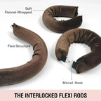Brown heatless hair curler headband with soft flannel and flexi structure