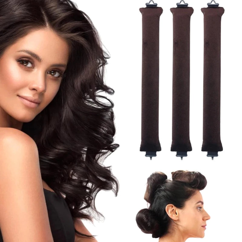 Heatless hair curler headband in dark brown for effortless curls