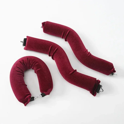 Burgundy heatless hair curler headband set for gentle curls