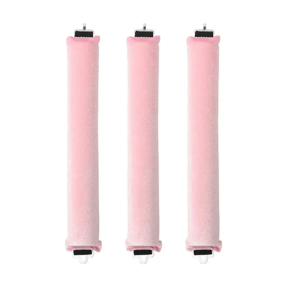 Pink heatless hair curler headband for gentle curling without heat