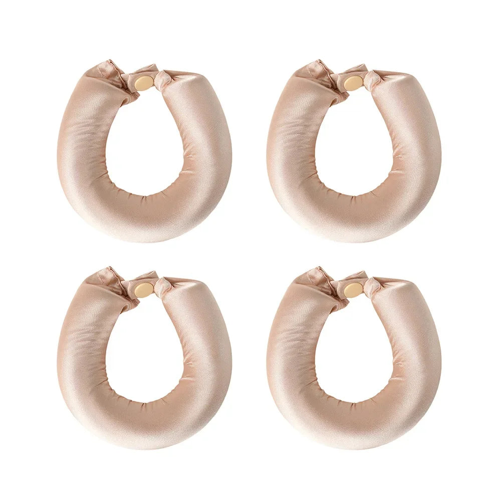 Heatless hair curlers for women, satin material, gentle styling method