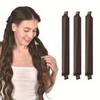 Heatless hair curlers for women, flexible brown fabric, perfect for creating curls