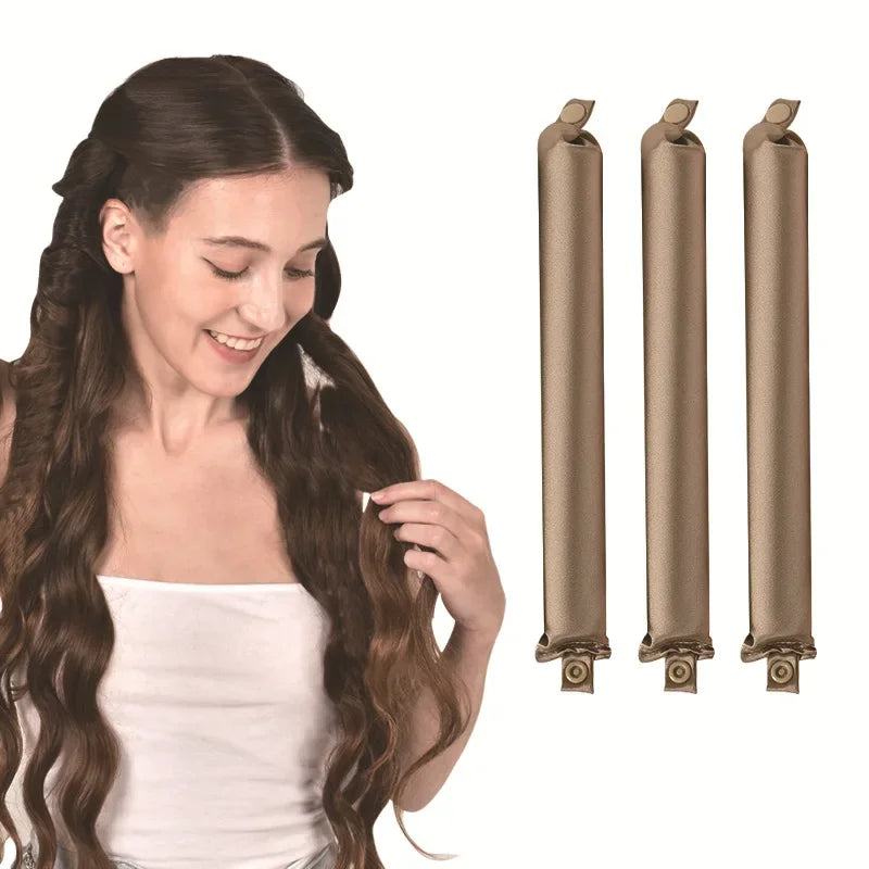 Heatless hair curlers for women in light brown, create beautiful curls effortlessly