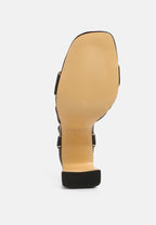 Heeri Metallic Lined Slim Block Heel Sandals