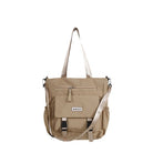 Stylish large capacity tote bag in beige with adjustable straps and multiple pockets for organization