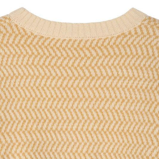 Women's Sweaters Herringbone Pattern Crew Neck Sweater