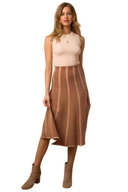 Women's Skirts Herringbone Stripe Sweater Skirt