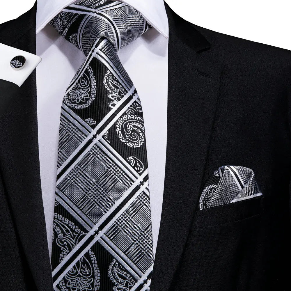 Men's stylish black and white tie collection for formal occasions