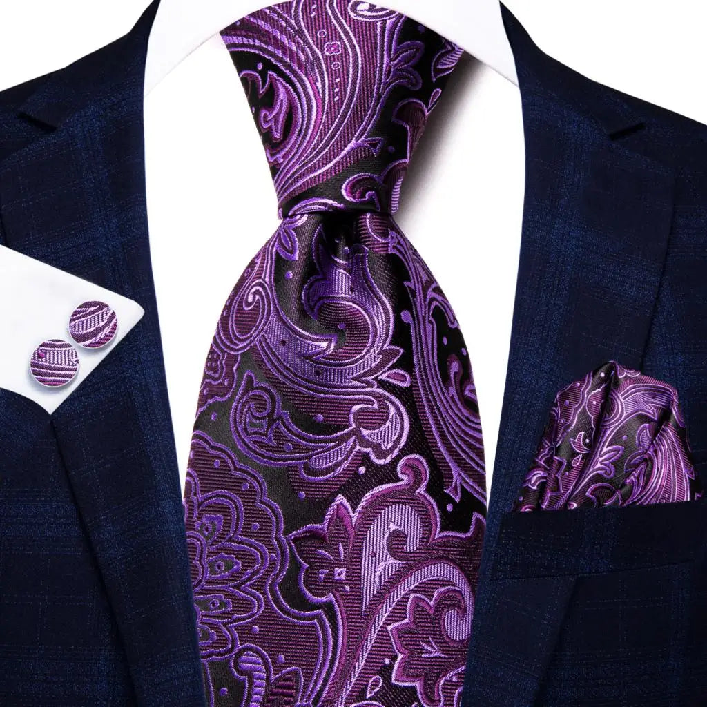 Elegant purple tie collection with paisley design for formal occasions