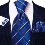 Men's blue patterned tie, silk material, perfect for formal occasions, how to tie mens tie