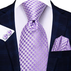 Men's purple checked tie in silk for formal occasions, how to tie mens tie