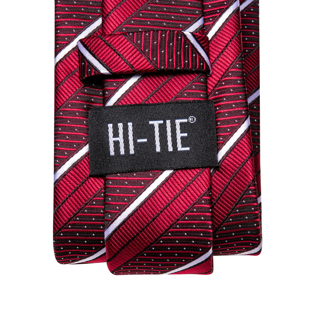 Red striped men's tie, polyester material, for formal occasions