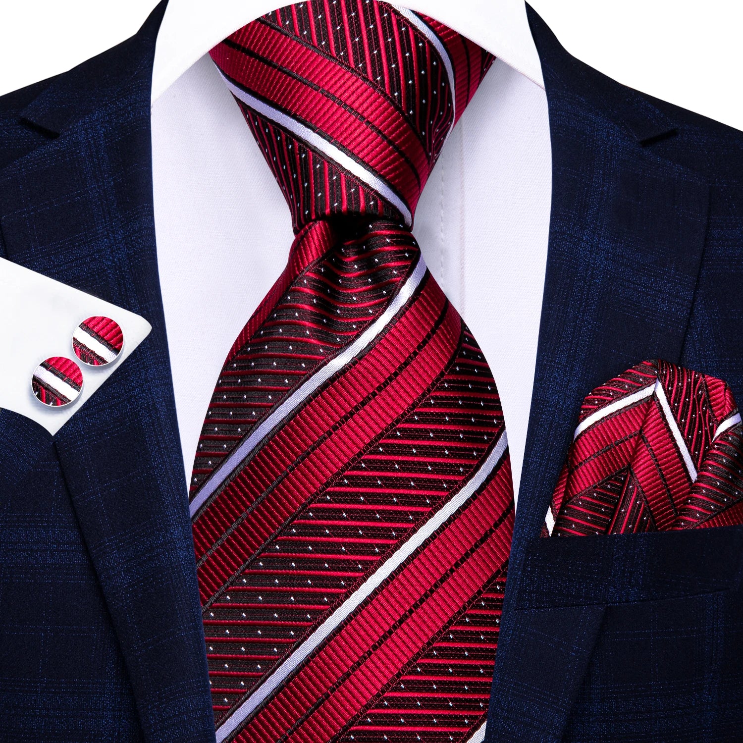 Men's red striped silk tie, perfect for formal occasions, how to tie mens tie
