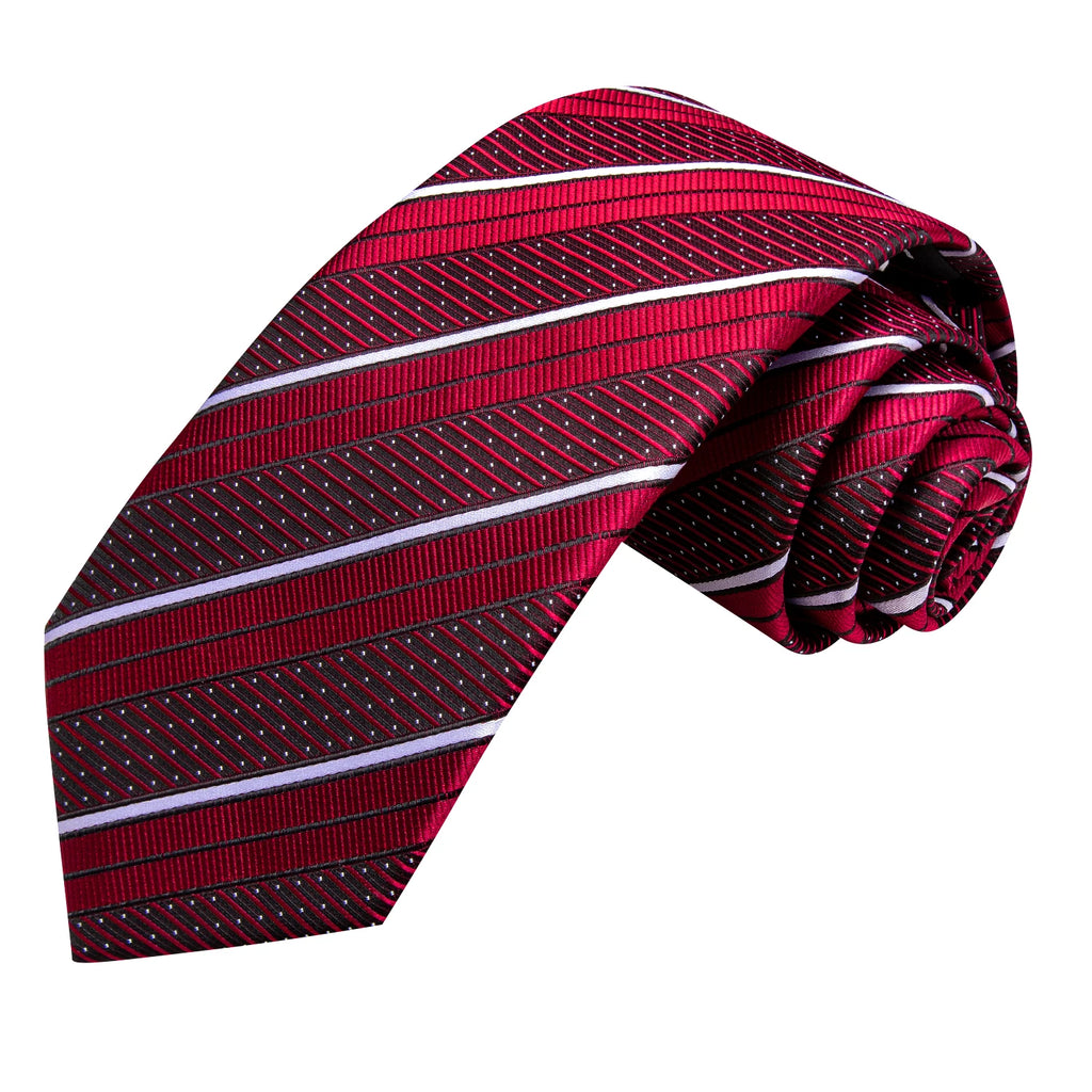 Men's red striped tie, silk material, perfect for formal events, how to tie mens tie