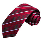 Men's red striped tie, silk material, perfect for formal events, how to tie mens tie