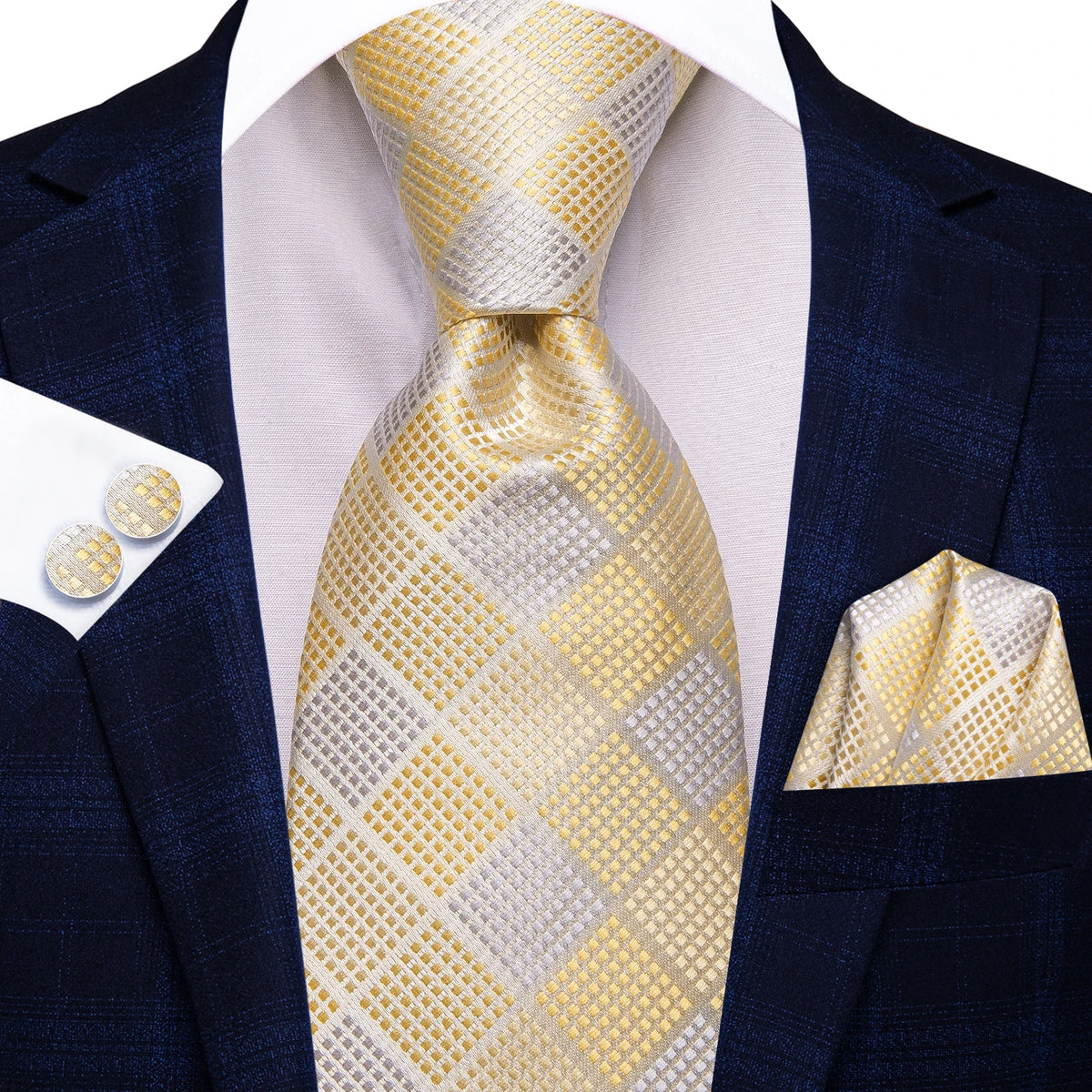 Men's gold and silver patterned necktie, perfect for formal events, necktie how to tie
