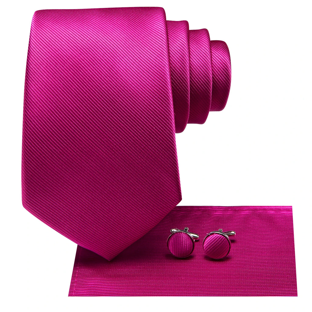 Pink silk necktie with cufflinks, perfect for formal occasions and how to tie