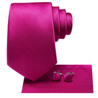 Pink silk necktie with cufflinks, perfect for formal occasions and how to tie