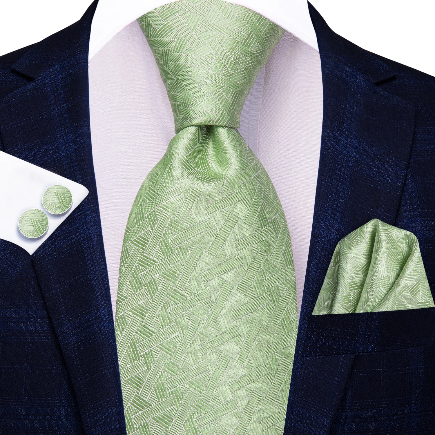 green patterned necktie for formal wear, learn necktie how to tie