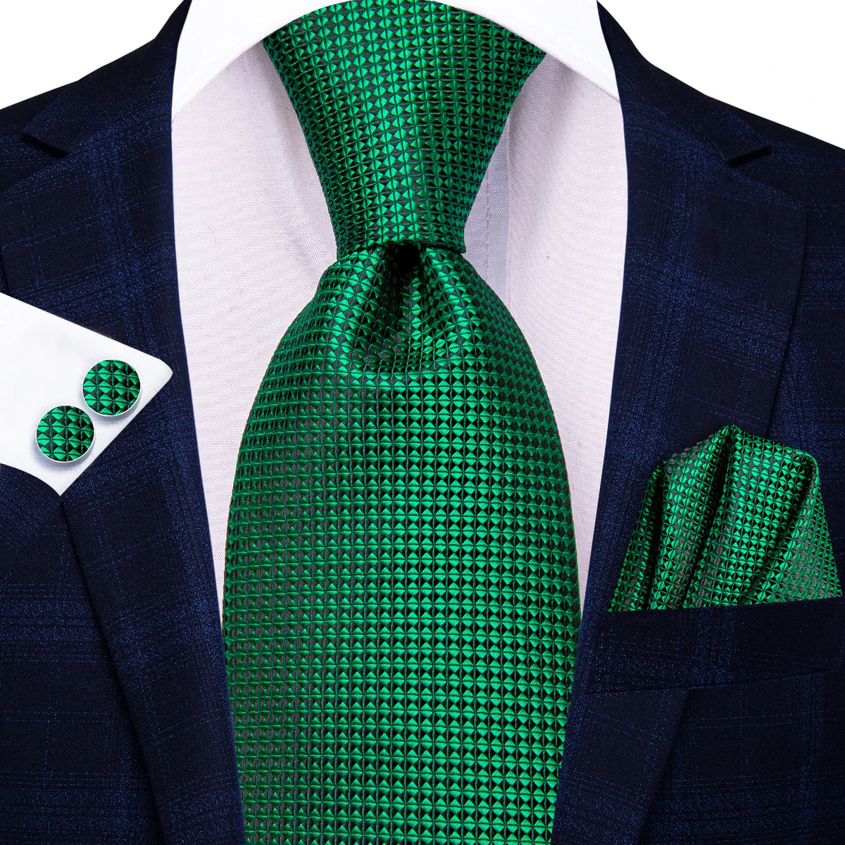 Green textured necktie for formal occasions, learn necktie how to tie