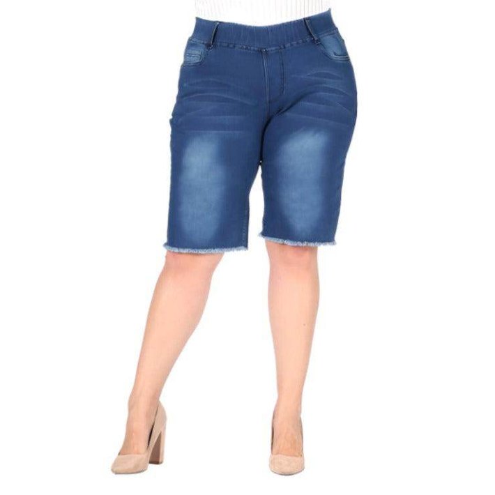 Hi-Waist Distressed Bermuda Short Jeggings - VacationGrabs
